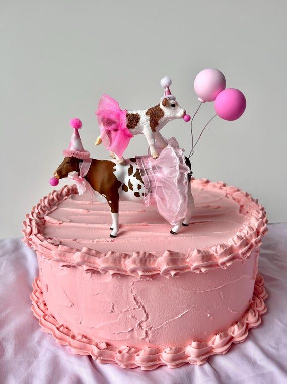 Farm Animal Cake Topper/ Pink <b>Birthday</b> Animals/ Girl Farm Themed ...