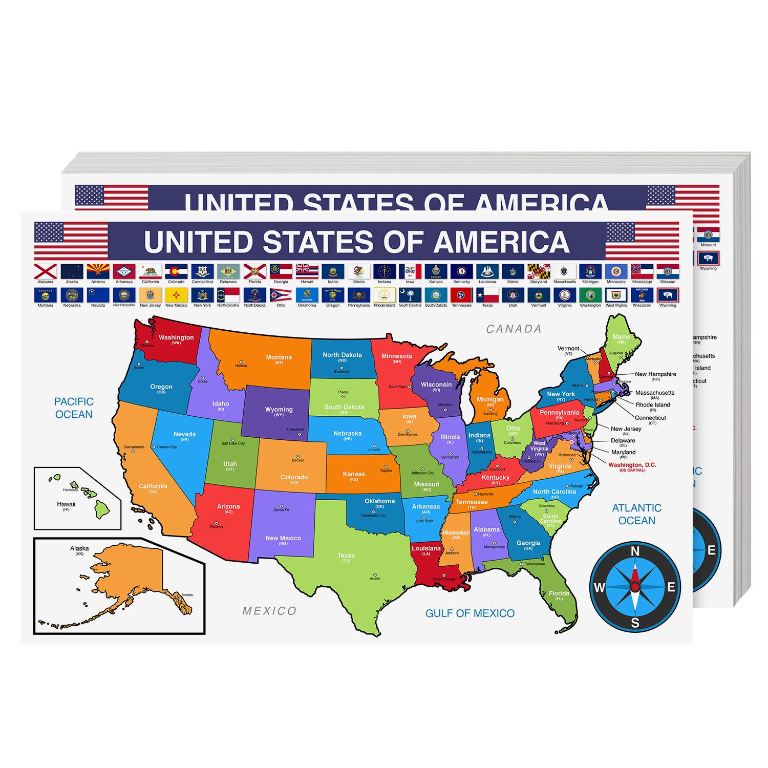 <b>United States Educational</b> Map with <b>State Flags</b> Poster – Geography ...