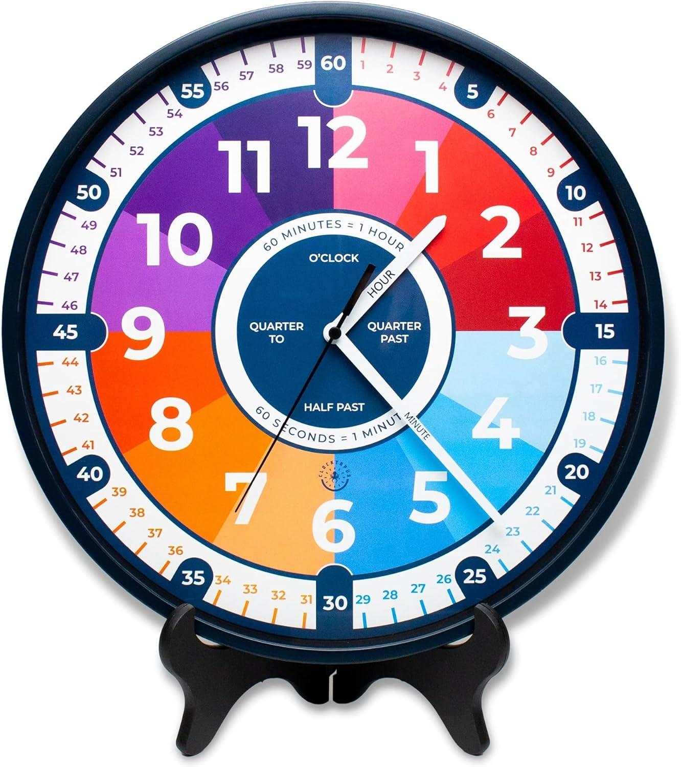 CLOCKTOPUS Kids Learning Clock. Wall Clock Silent Bahrain | Ubuy